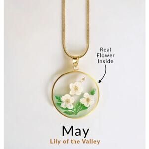 Mint & Lilly Pressed Birth Flower Necklace*May*Lily of the Valley